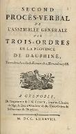 Second procès-verbal de l'Assemblée générale des Trois-Ordres de la province de Dauphiné, Tenue dans la ville de Romans le 2 Novembre 1788