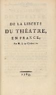 De la liberté du théâtre en France