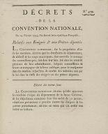 Décrets de la Convention nationale, Du 25 Février 1793, l'an second de la république Françoise, relatifs aux Emigrés & aux Prêtres déportés : n°479