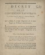 Décret de la Convention nationale, du 3 octobre 1793, l'an second de la république Françoise, une & indivisible, Qui ordonne le prompt Jugement de la veuve Capet au Tribunal révolutionnaire