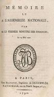 Mémoire lu à l'Assemblée nationale par M. le Premier ministre des Finances, le 29 mai 1790