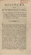 Discours de M. de Mirabeau l'aîné, sur la liquidation de la dette de l'État et l'émission des assignats-monnaie, prononcé à l'Assemblée nationale, dans la séance du vendredi 27 août 1790