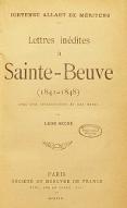 Lettres inédites à Sainte-Beuve : 1841-1848