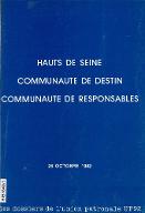 Hauts-de-Seine Communauté de destin Communauté de responsables : 25 octobre 1982