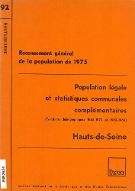 Recensement général de la population de 1975 : population légale et statistiques communales complémentaires, évolutions démographiques 1968-1975 et 1962-1968
