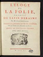 L'éloge de la folie traduit du latin d'Erasme par M. Gueudeville