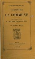 L'armistice et la Commune : opérations de l'armée de Paris et de l'armée de réserve