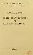 Unité et structure de l'univers balzacien