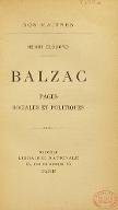 Balzac : pages sociales et politiques