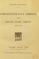 Correspondance inédite avec Madame Zulma Carraud : 1829-1850