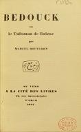 Bedouck ou Le talisman de Balzac