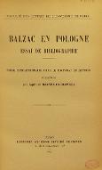 Balzac en Pologne : essai de bibliographie