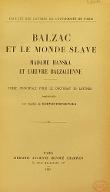Balzac et le monde slave : Madame Hanska et l'œuvre balzacienne